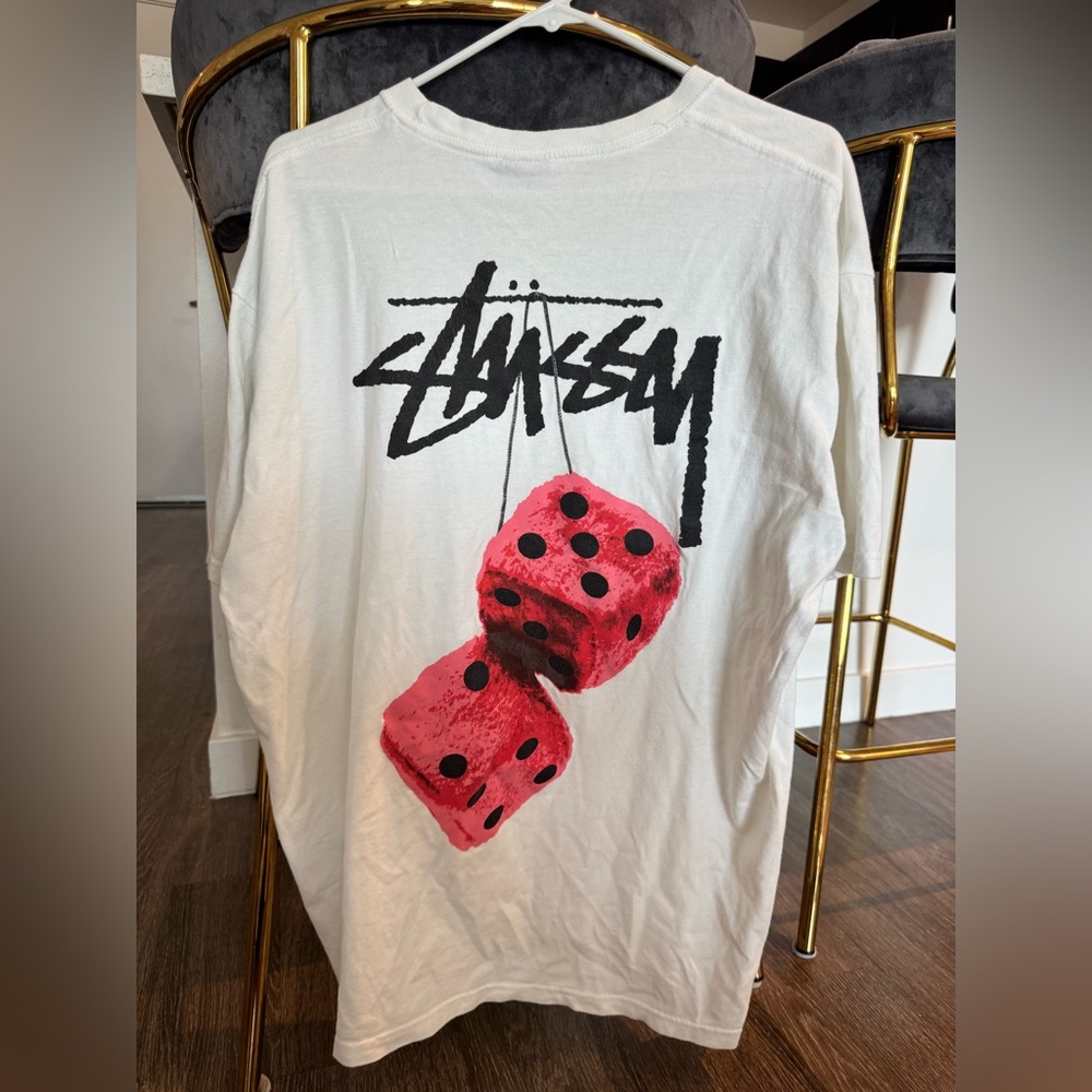 Stussy White Tee with Red Dice Graphic- Xl (used)